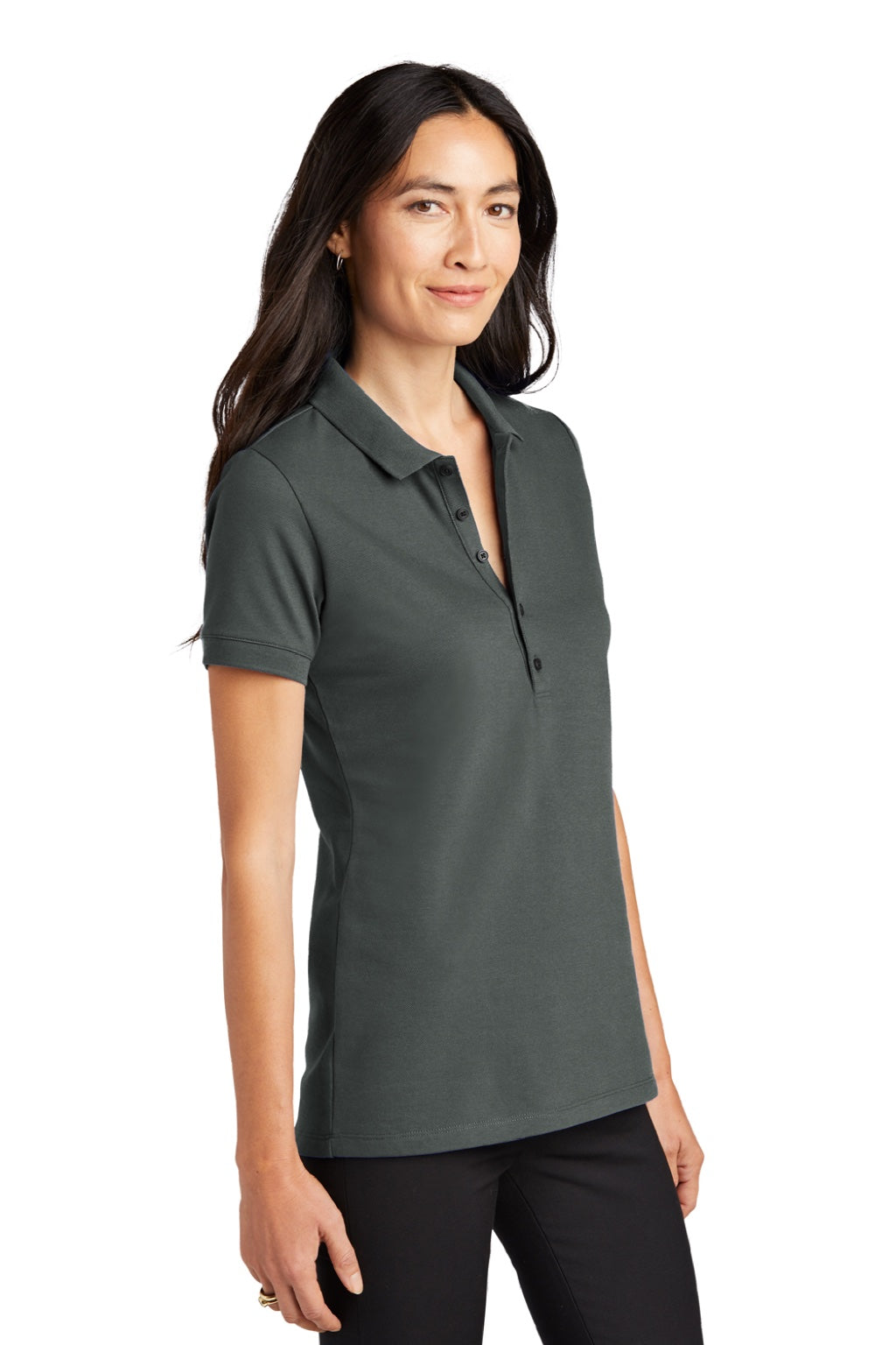 Mercer+Mettle MM1001 Womens Moisture Wicking Short Sleeve Polo Shirt Anchor Grey Model 3Q