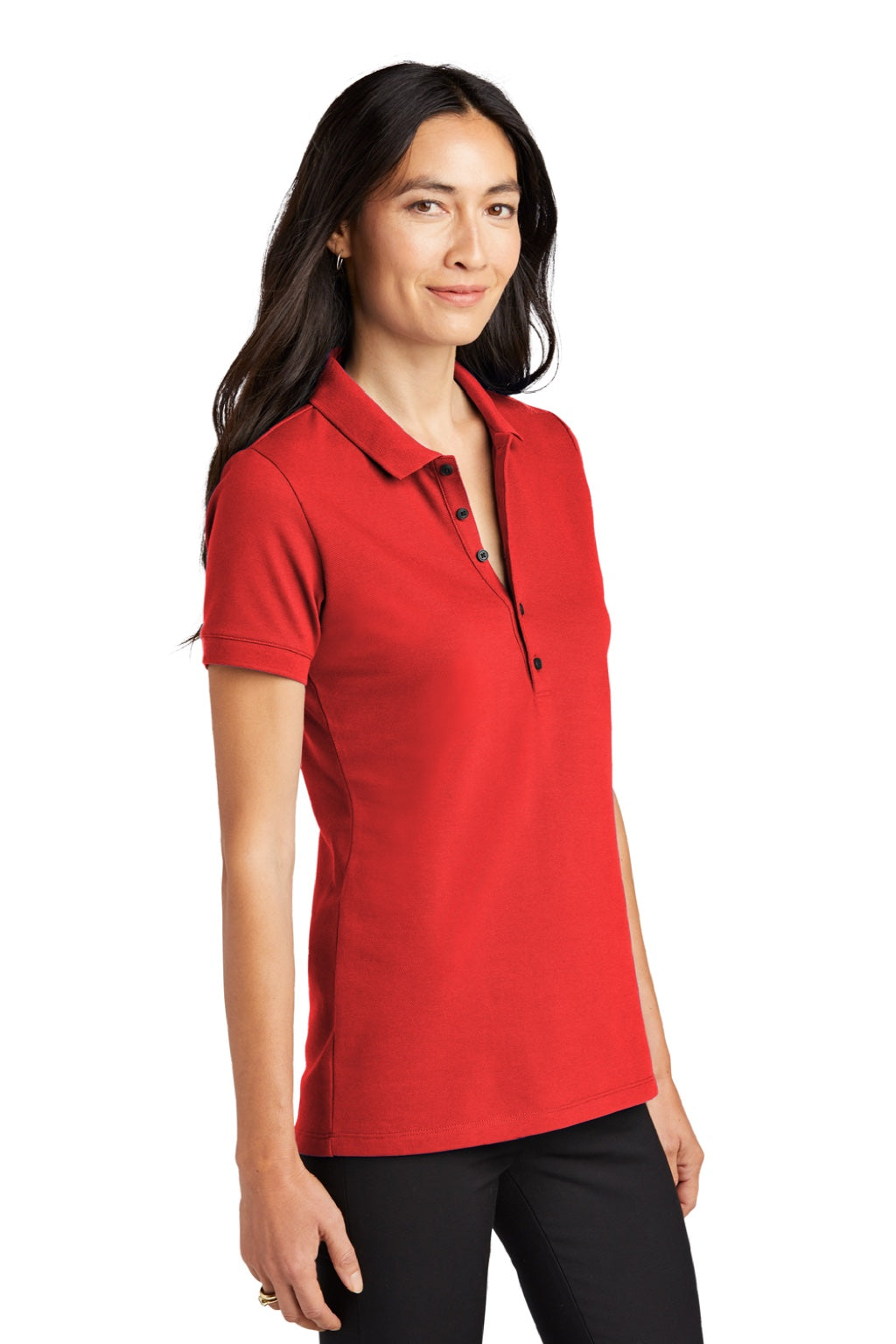 Mercer+Mettle MM1001 Womens Moisture Wicking Short Sleeve Polo Shirt Apple Red Model 3Q