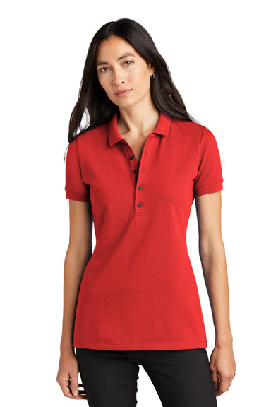 Mercer+Mettle MM1001 Womens Moisture Wicking Short Sleeve Polo Shirt Apple Red Model Front