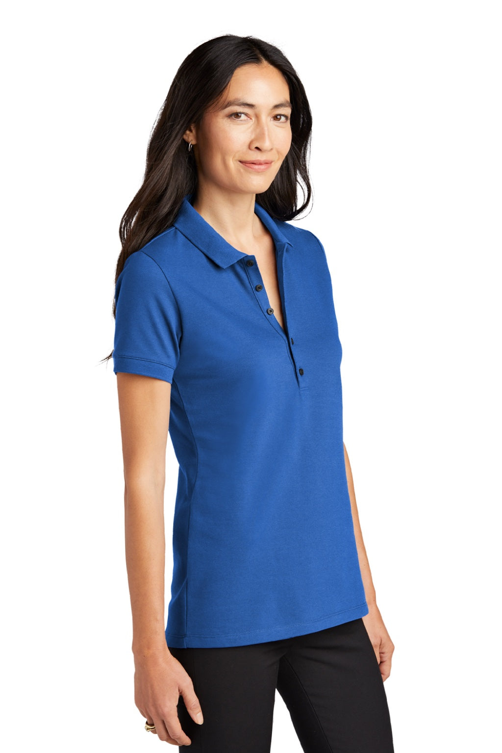 Mercer+Mettle MM1001 Womens Moisture Wicking Short Sleeve Polo Shirt Blue Note Model 3Q