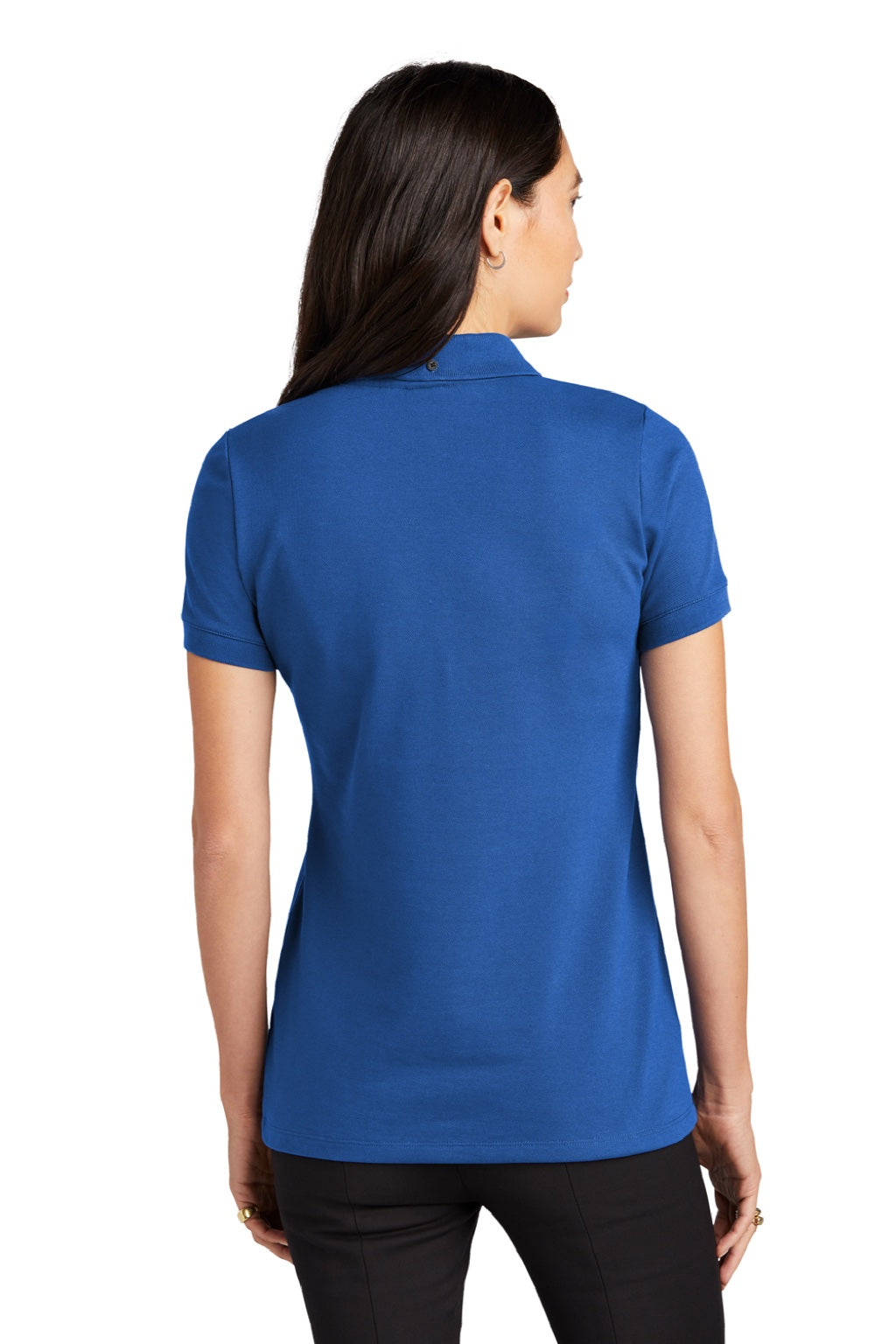 Mercer+Mettle MM1001 Womens Moisture Wicking Short Sleeve Polo Shirt Blue Note Model Back