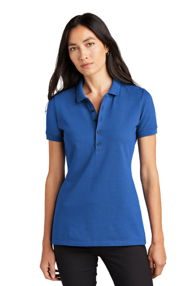 Mercer+Mettle MM1001 Womens Moisture Wicking Short Sleeve Polo Shirt Blue Note Model Front