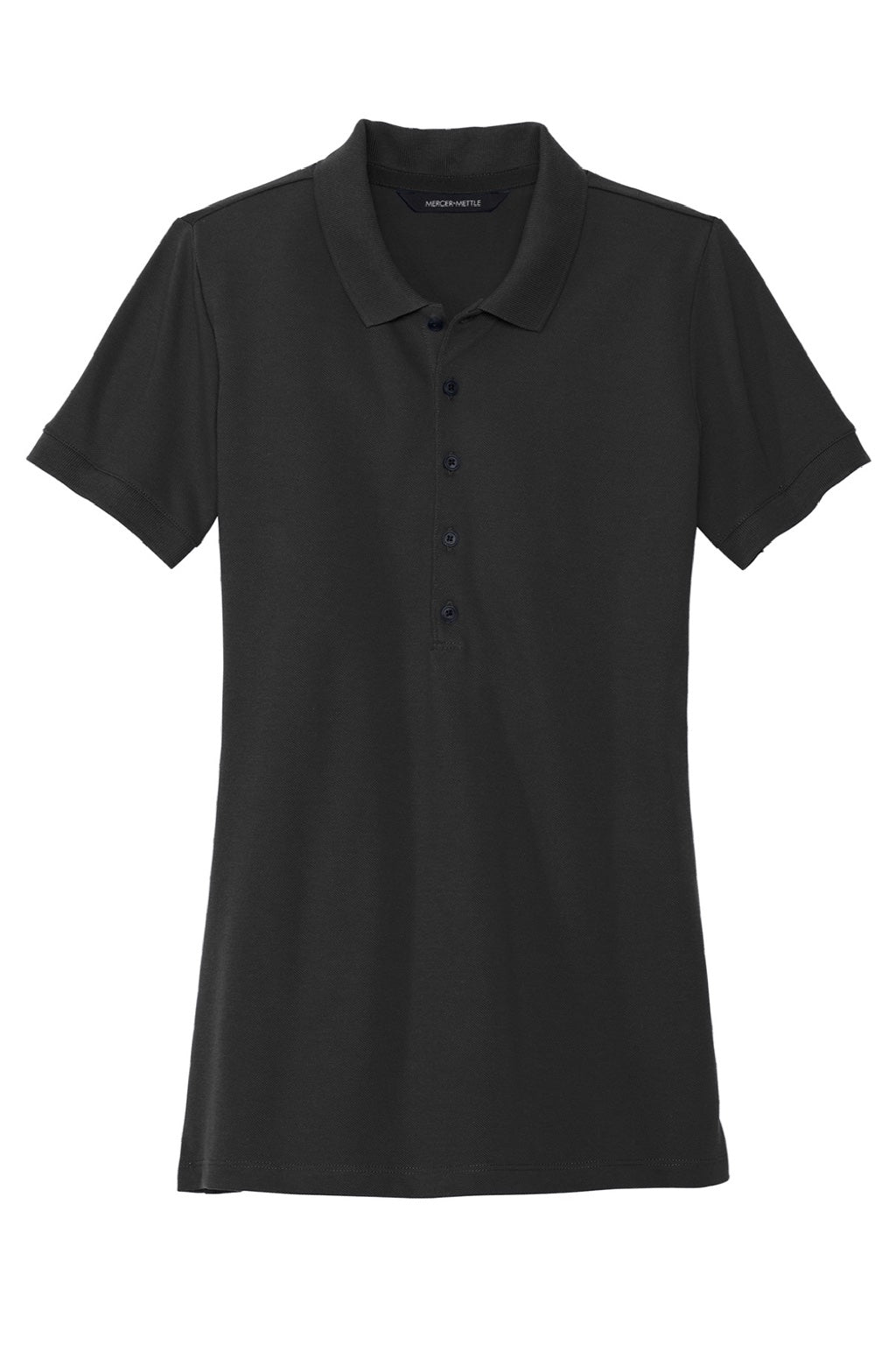 Mercer+Mettle MM1001 Moisture Wicking Short Sleeve Polo Shirt Deep Black Flat Front