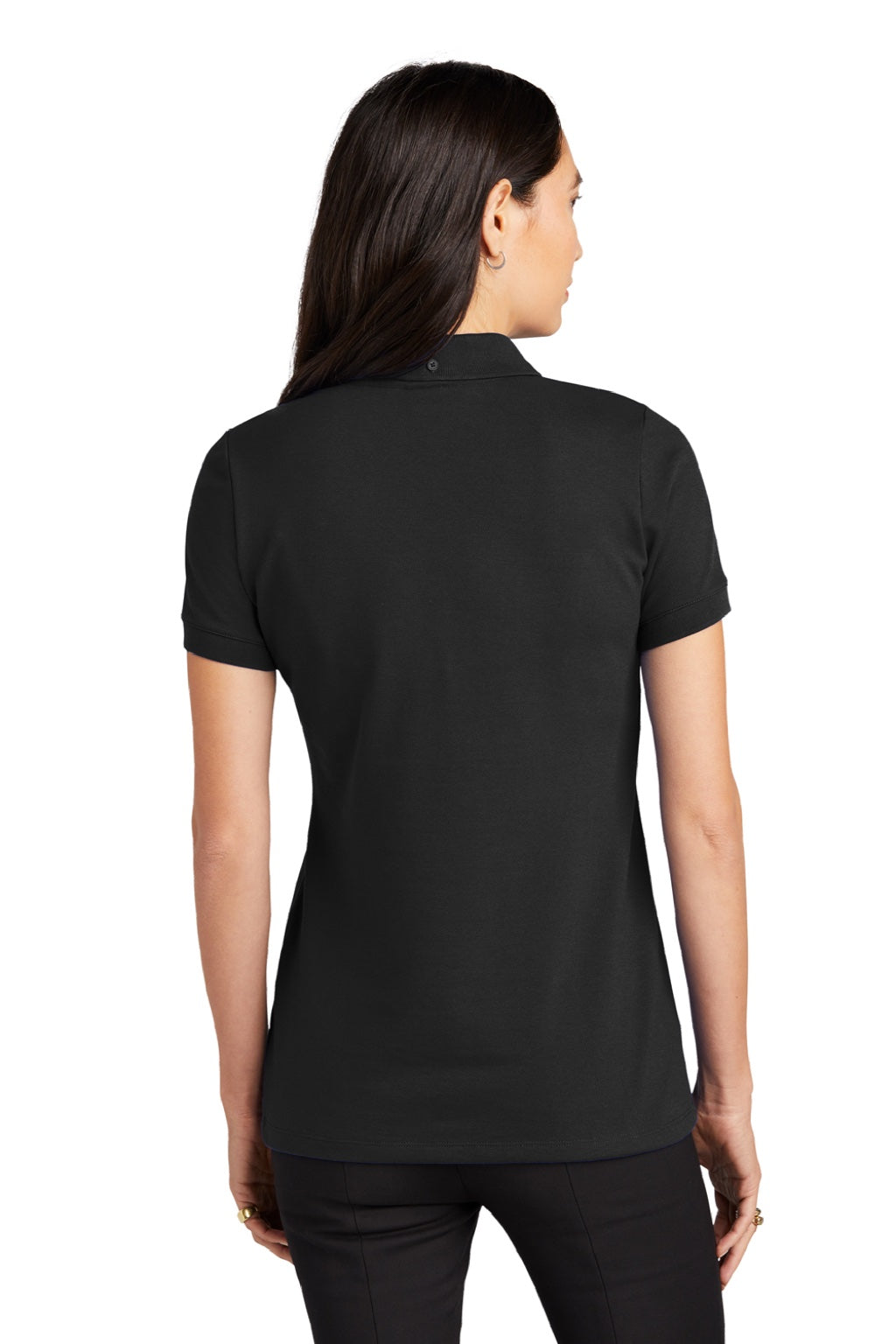Mercer+Mettle MM1001 Womens Moisture Wicking Short Sleeve Polo Shirt Deep Black Model Back