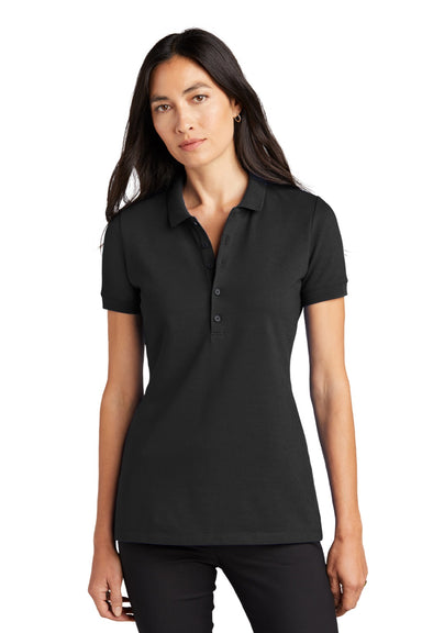 Mercer+Mettle MM1001 Womens Moisture Wicking Short Sleeve Polo Shirt Deep Black Model Front