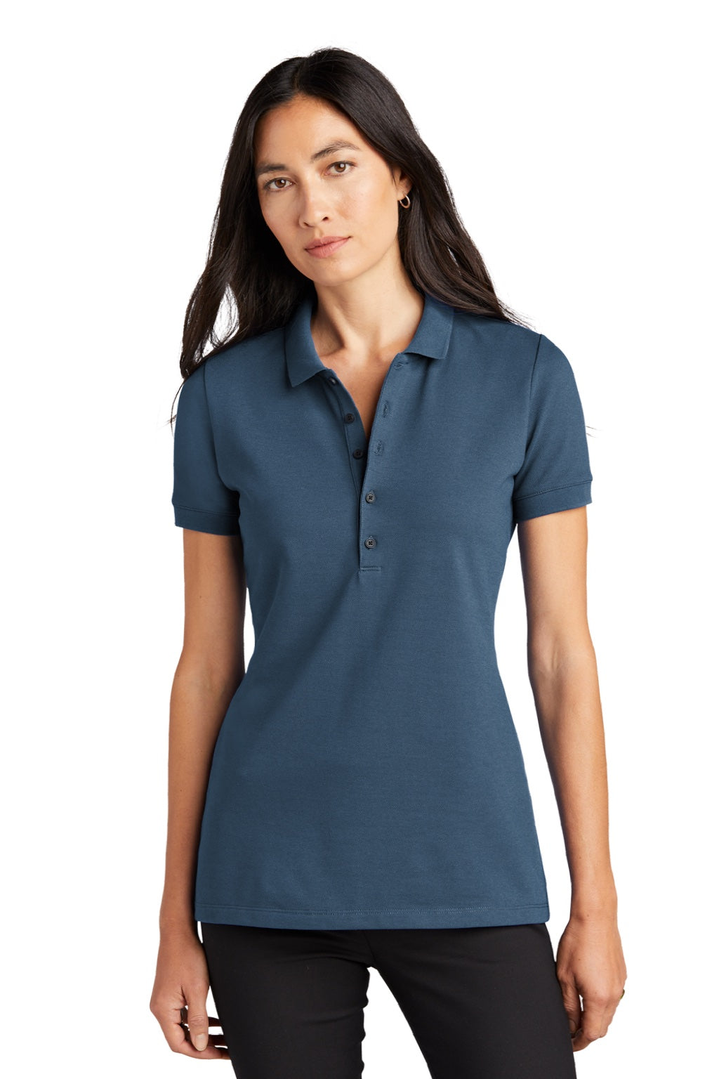 Mercer+Mettle MM1001 Womens Moisture Wicking Short Sleeve Polo Shirt Insignia Blue Model Front