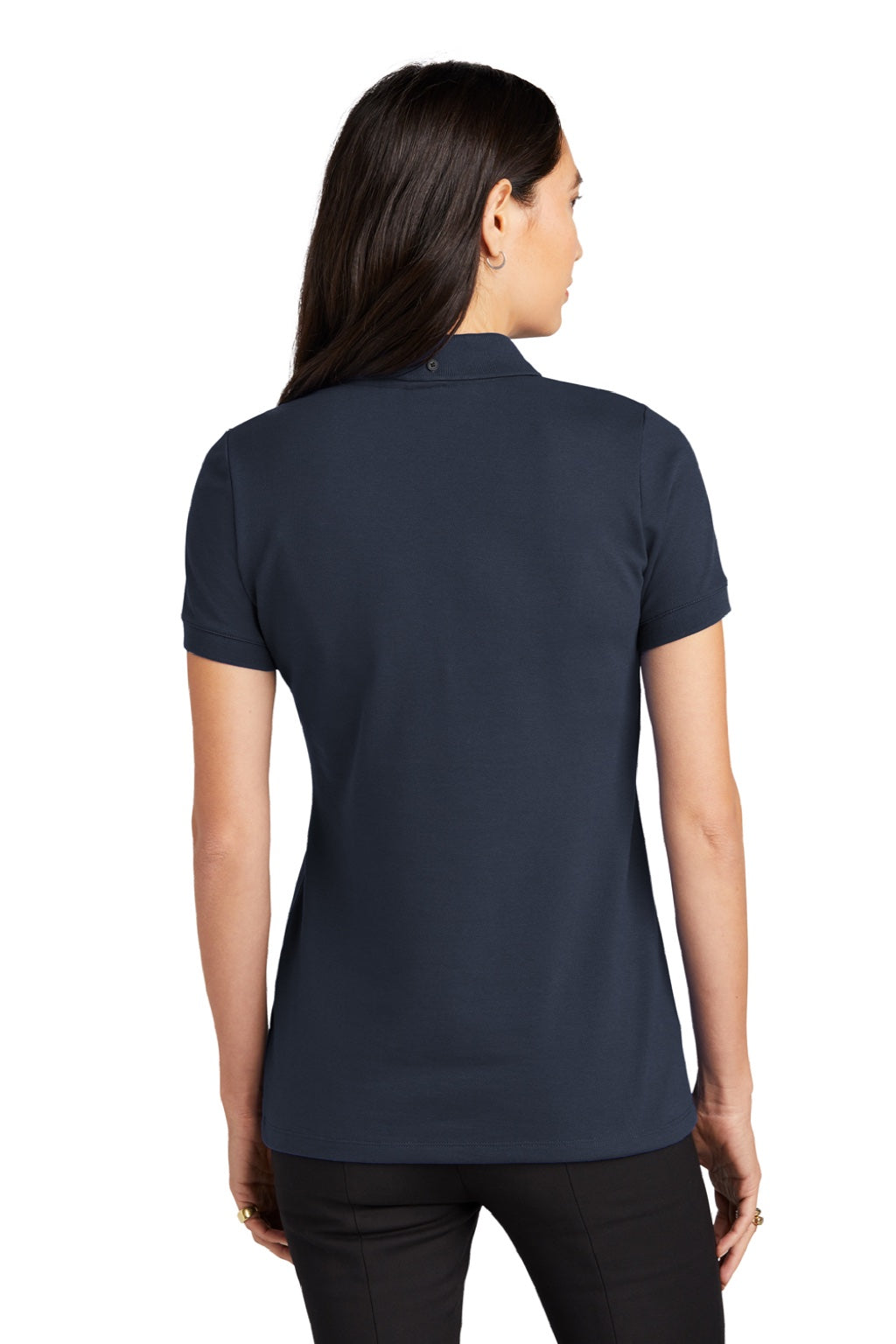 Mercer+Mettle MM1001 Womens Moisture Wicking Short Sleeve Polo Shirt Night Navy Blue Model Back
