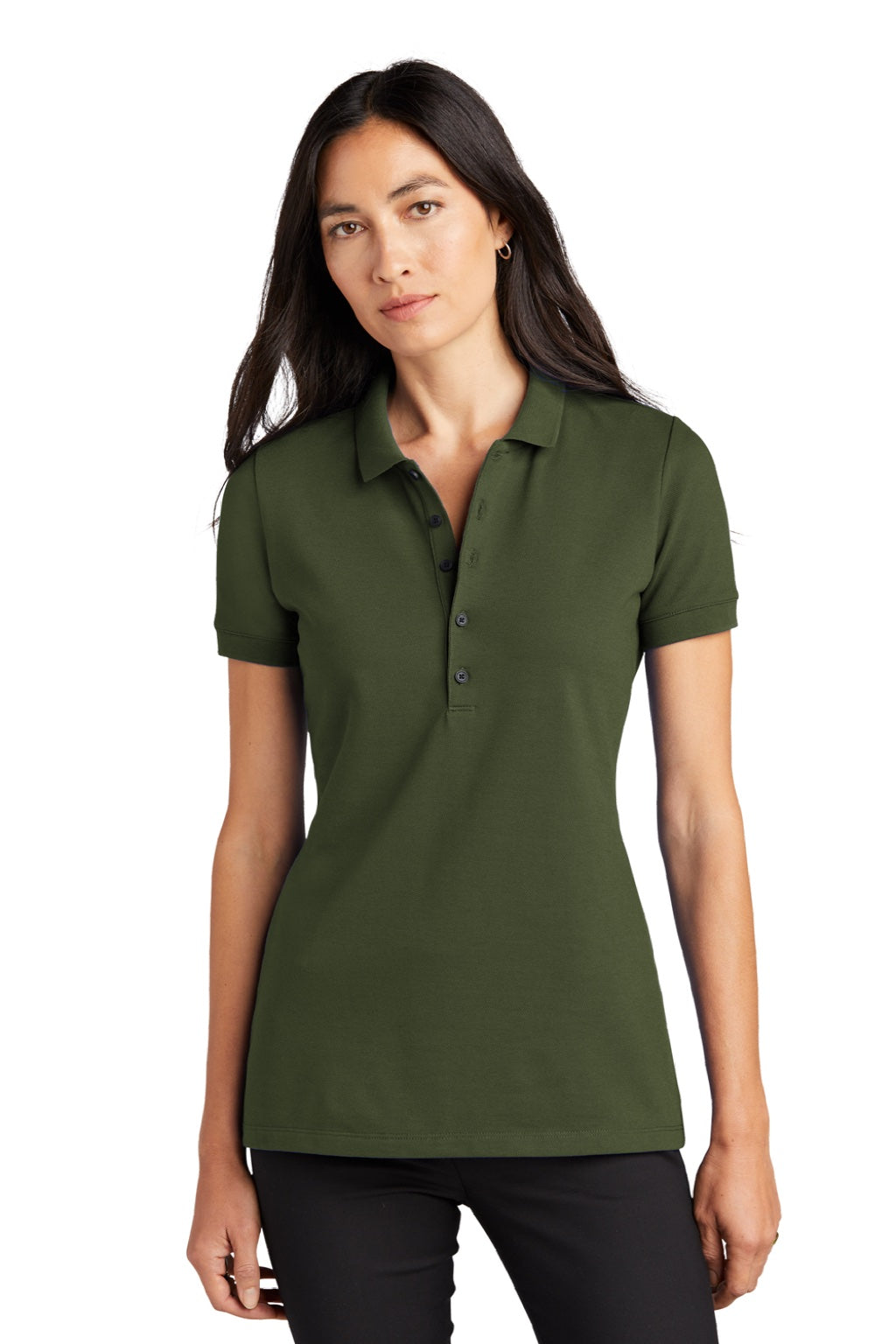 Mercer+Mettle MM1001 Womens Moisture Wicking Short Sleeve Polo Shirt Townsend Green Model Front