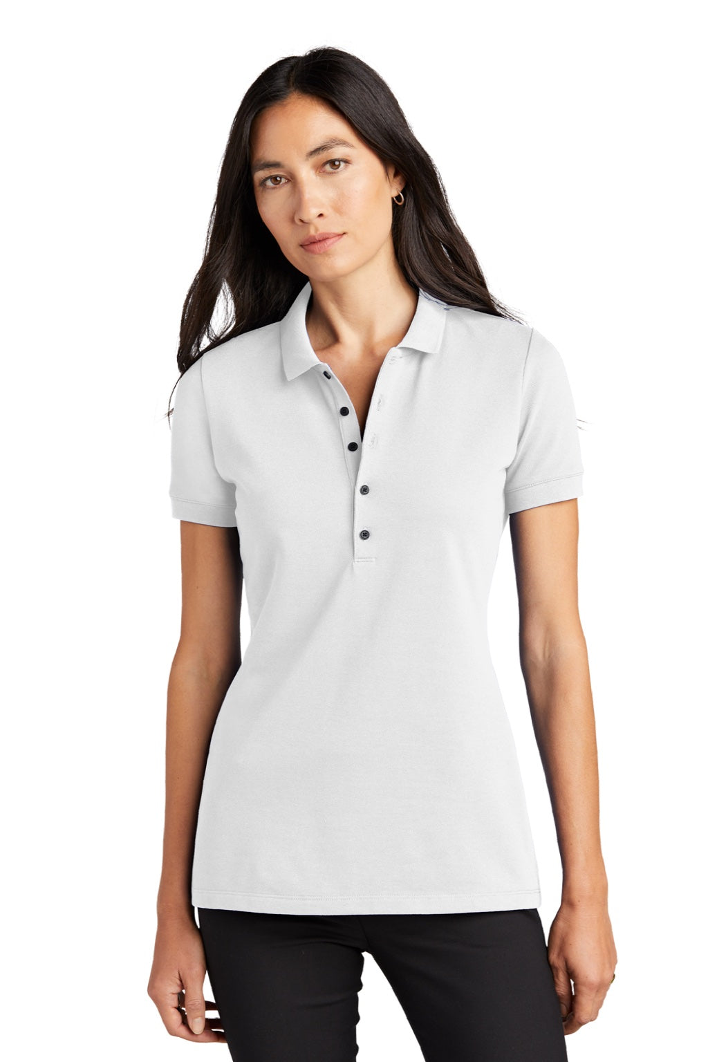 Mercer+Mettle MM1001 Womens Moisture Wicking Short Sleeve Polo Shirt White Model Front