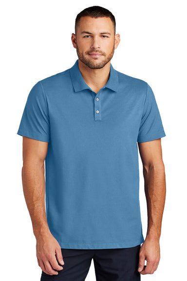 Mercer+Mettle MM1004 Mens Moisture Wicking Short Sleeve Polo Shirt Parisian Blue Model Front