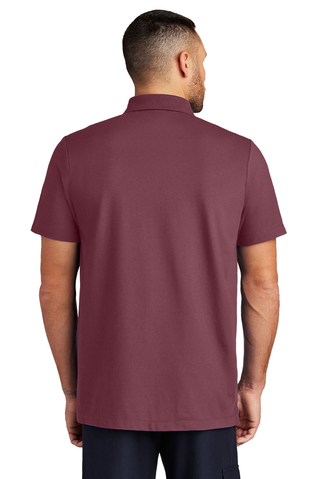 Mercer+Mettle MM1004 Mens Moisture Wicking Short Sleeve Polo Shirt Rosewood Model Back