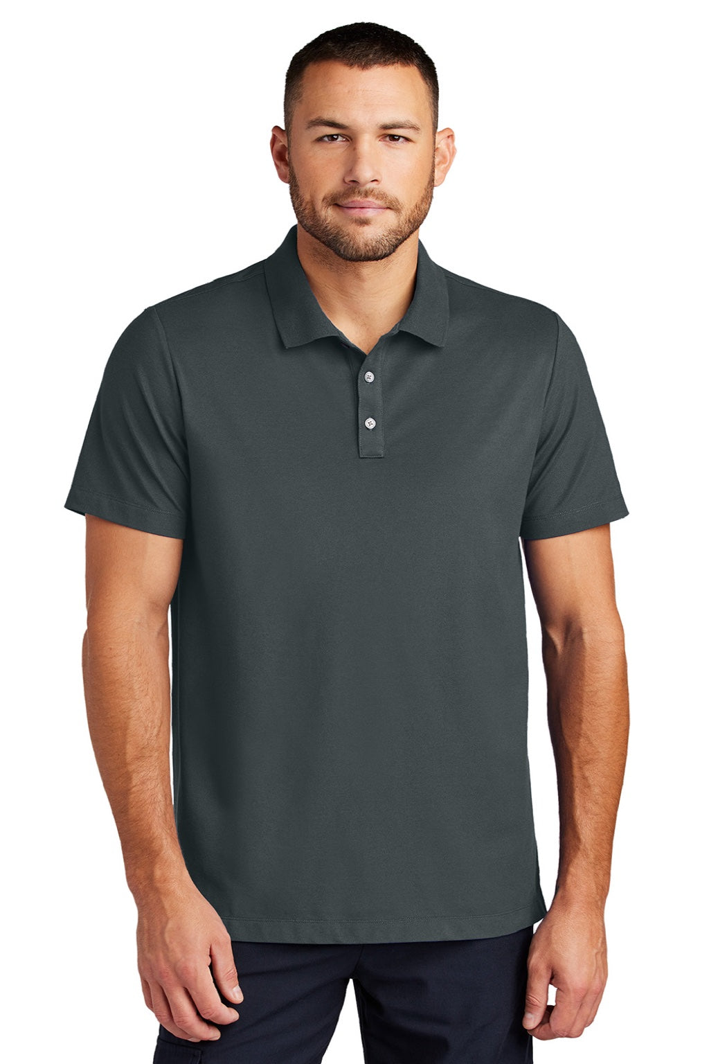Mercer+Mettle MM1004 Mens Moisture Wicking Short Sleeve Polo Shirt Storm Grey Model Front