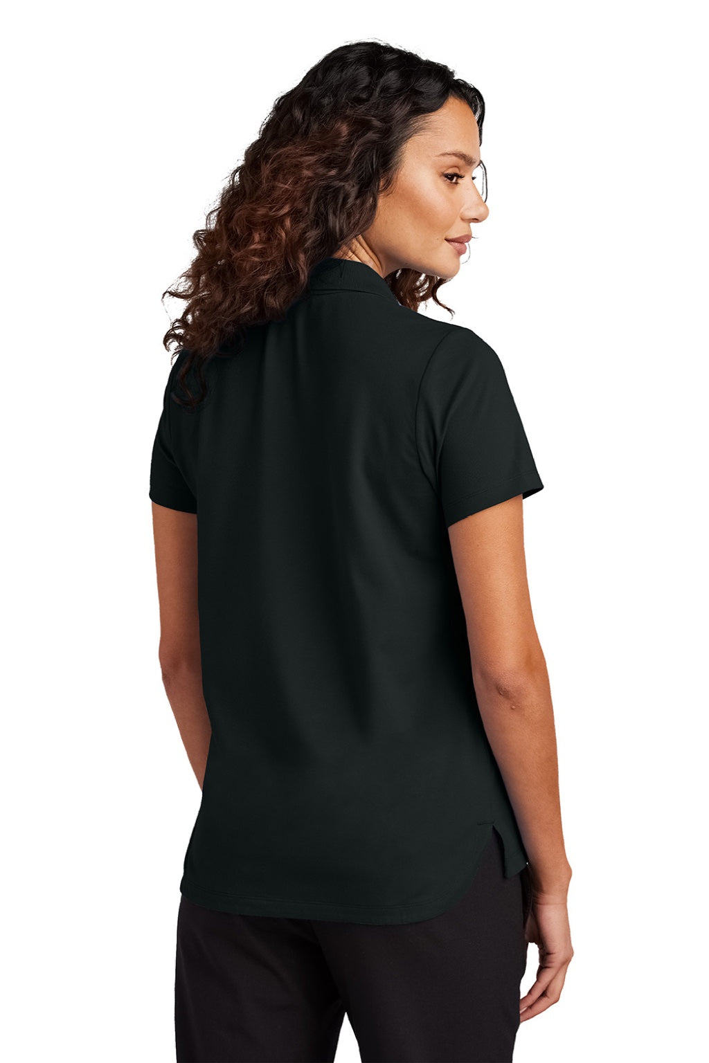 Mercer+Mettle MM1005 Womens Moisture Wicking Short Sleeve Polo Shirt Deep Black Model Back