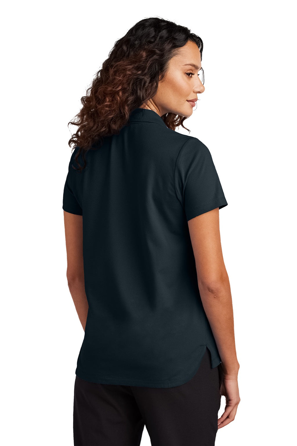 Mercer+Mettle MM1005 Womens Moisture Wicking Short Sleeve Polo Shirt Night Navy Blue Model Back