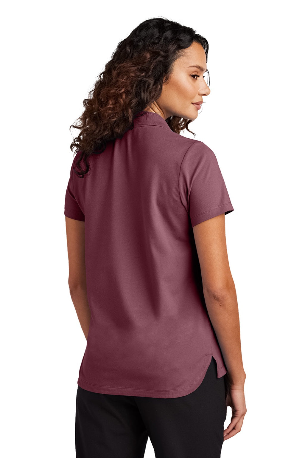Mercer+Mettle MM1005 Womens Moisture Wicking Short Sleeve Polo Shirt Rosewood Model Back