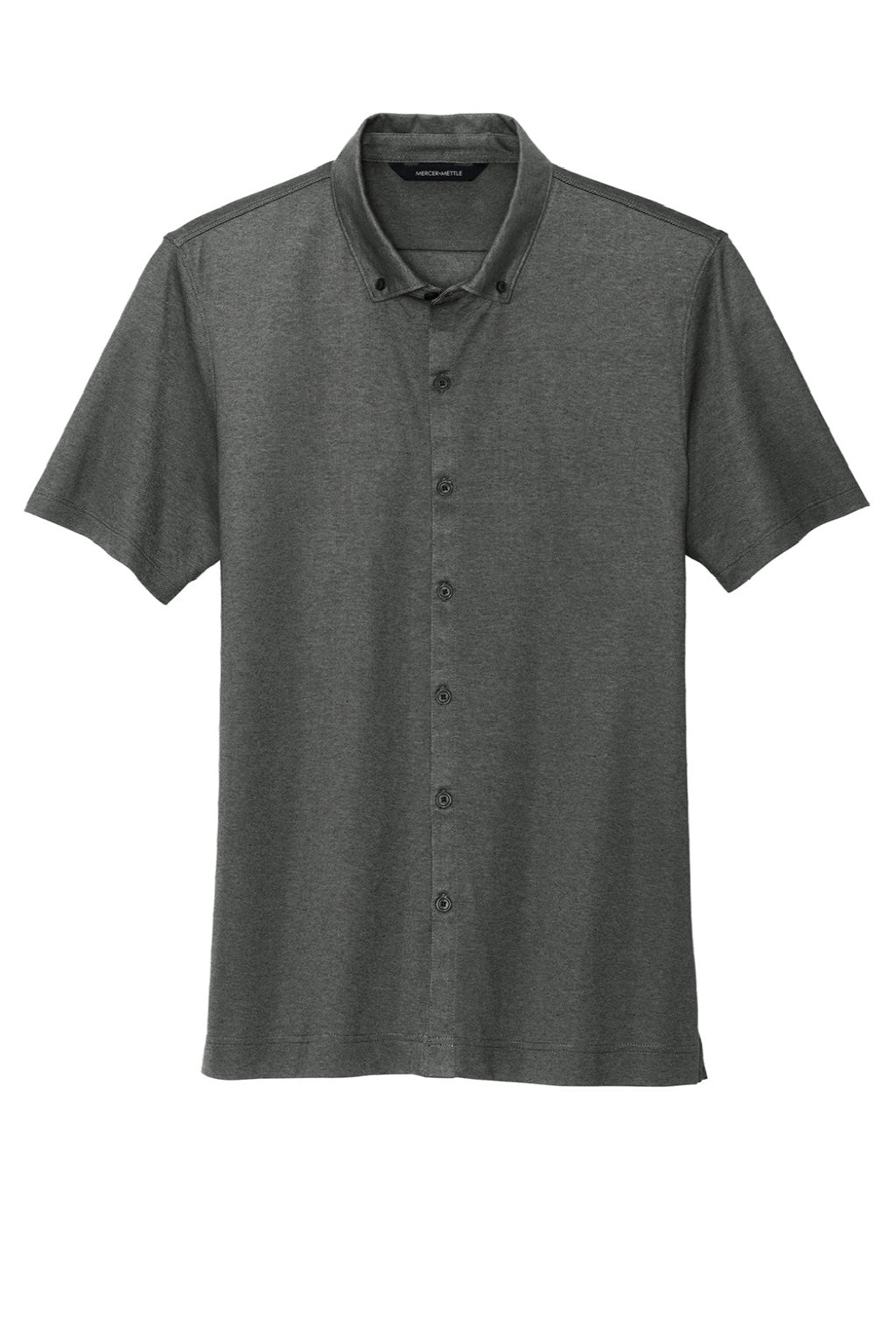 Mercer+Mettle MM1006 Moisture Wicking Short Sleeve Button Down Shirt Heather Anchor Grey Flat Front