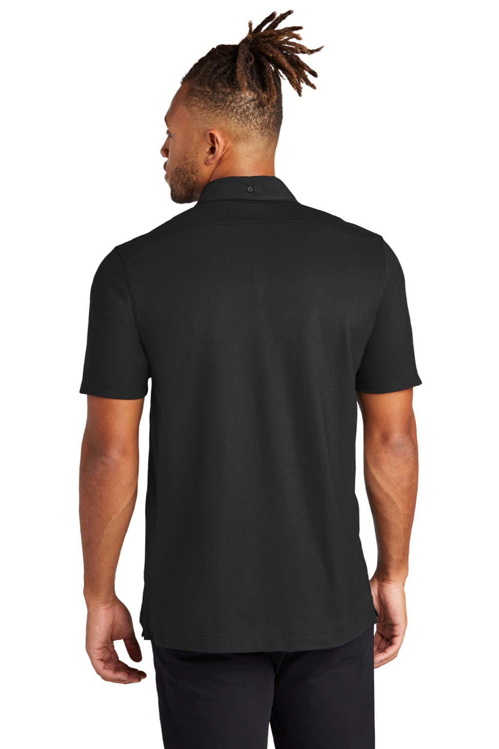 Mercer+Mettle MM1006 Mens Moisture Wicking Short Sleeve Button Down Shirt Deep Black Model Back