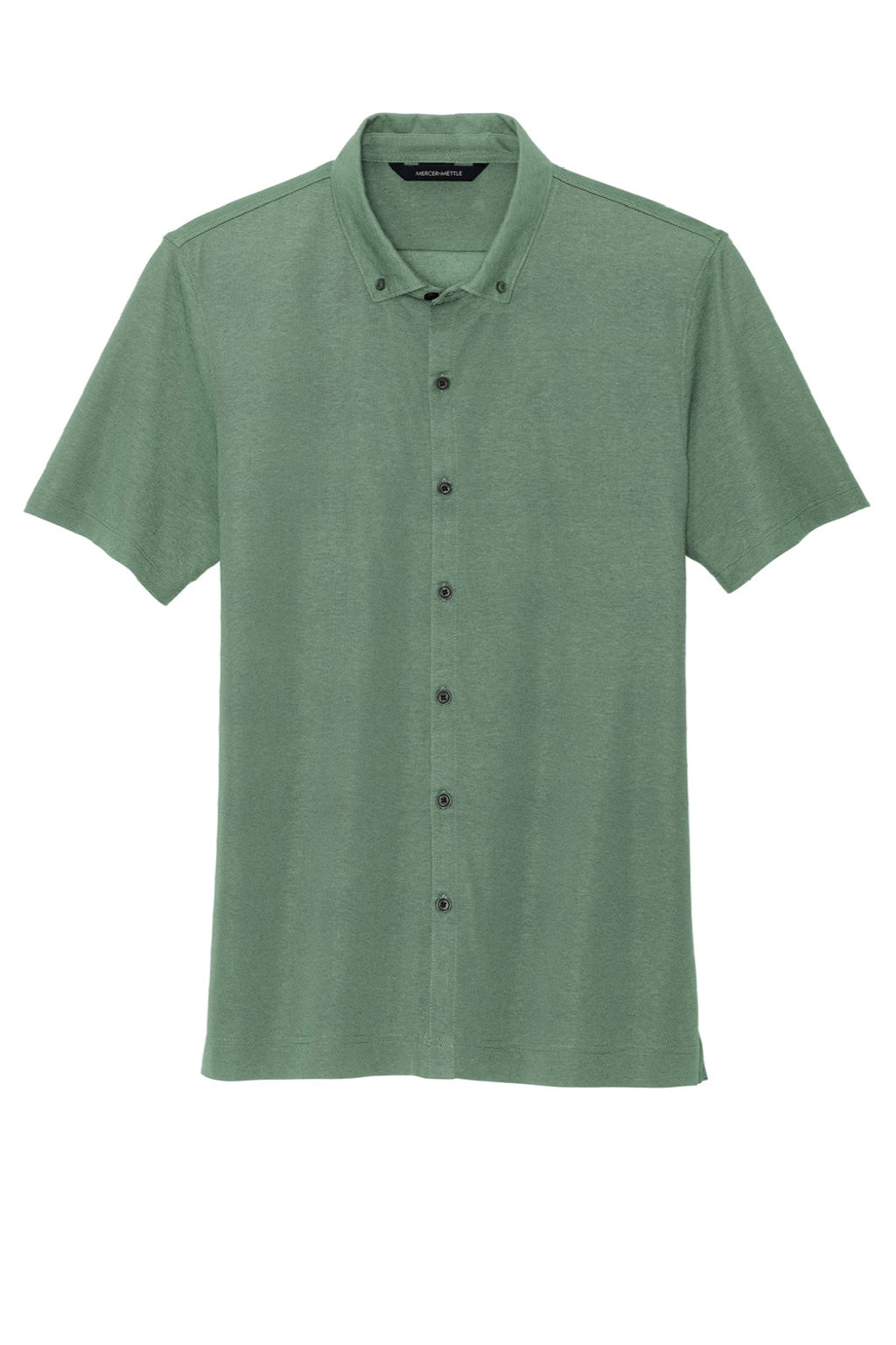 Mercer+Mettle MM1006 Moisture Wicking Short Sleeve Button Down Shirt Heather Sage Green Flat Front