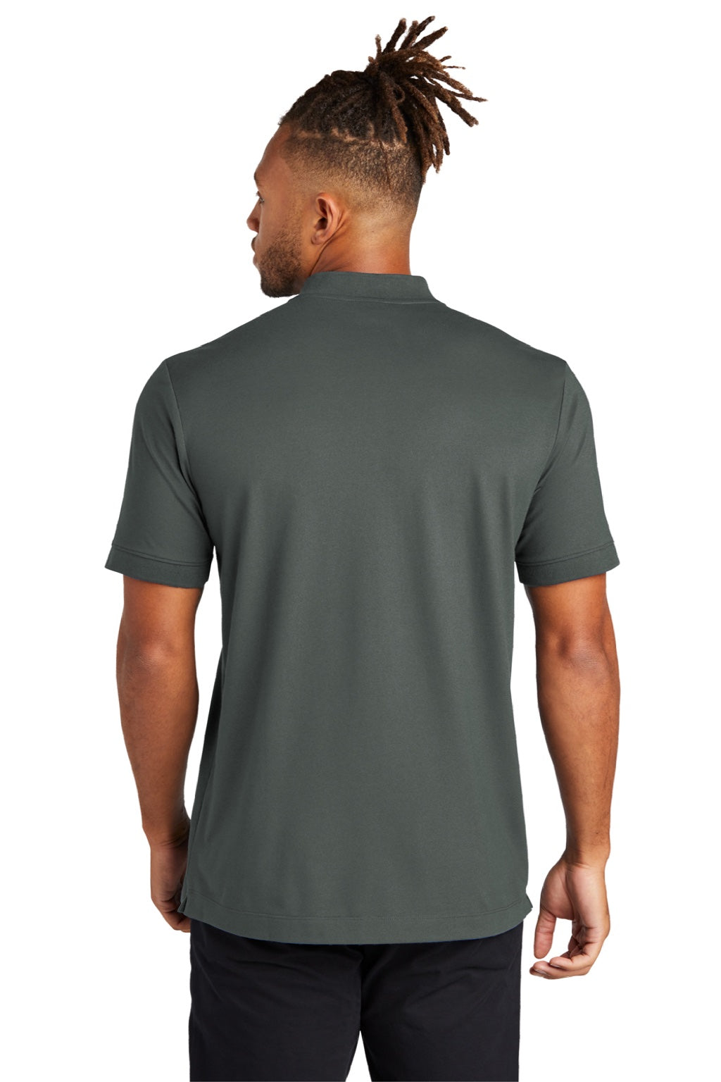 Mercer+Mettle MM1008 Mens Moisture Wicking Short Sleeve Henley T-Shirt Anchor Grey Model Back