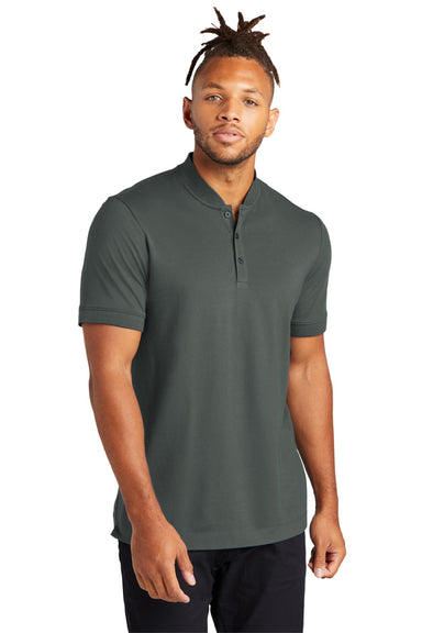 Mercer+Mettle MM1008 Mens Moisture Wicking Short Sleeve Henley T-Shirt Anchor Grey Model Front