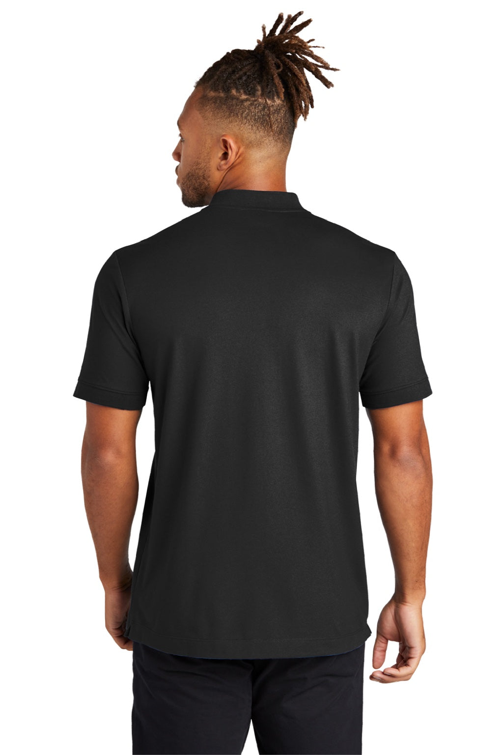 Mercer+Mettle MM1008 Mens Moisture Wicking Short Sleeve Henley T-Shirt Deep Black Model Back