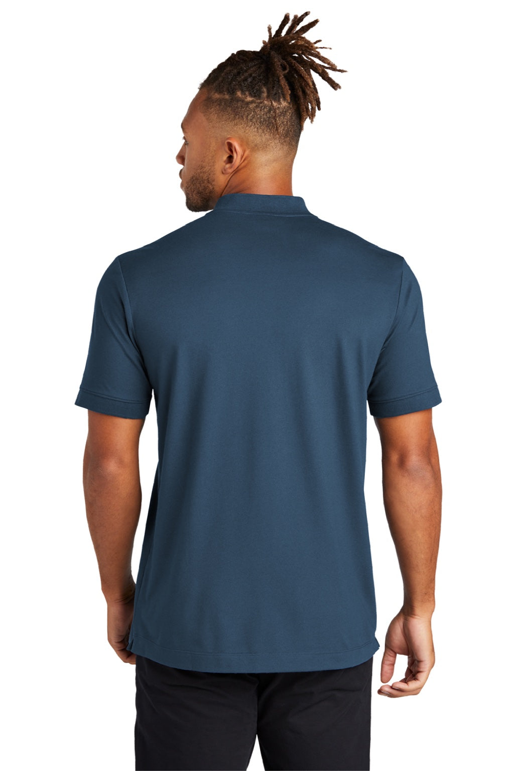 Mercer+Mettle MM1008 Mens Moisture Wicking Short Sleeve Henley T-Shirt Insignia Blue Model Back