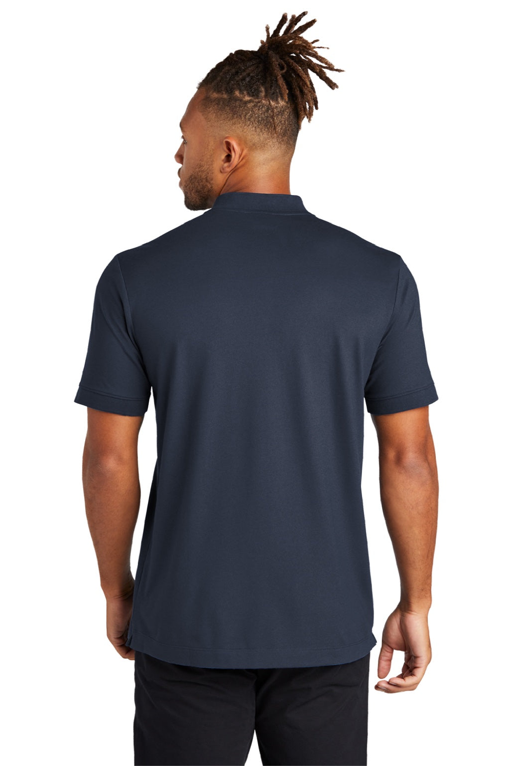 Mercer+Mettle MM1008 Mens Moisture Wicking Short Sleeve Henley T-Shirt Night Navy Blue Model Back