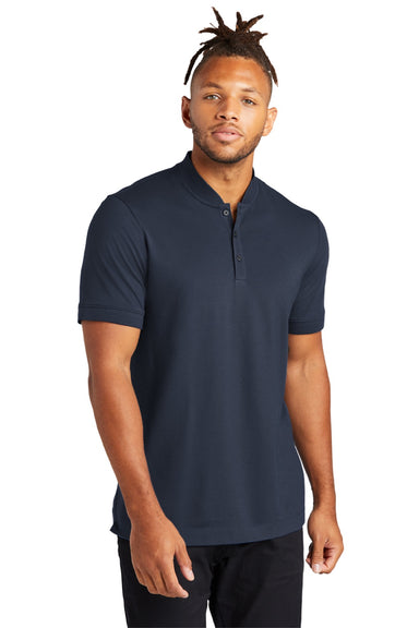 Mercer+Mettle MM1008 Mens Moisture Wicking Short Sleeve Henley T-Shirt Night Navy Blue Model Front