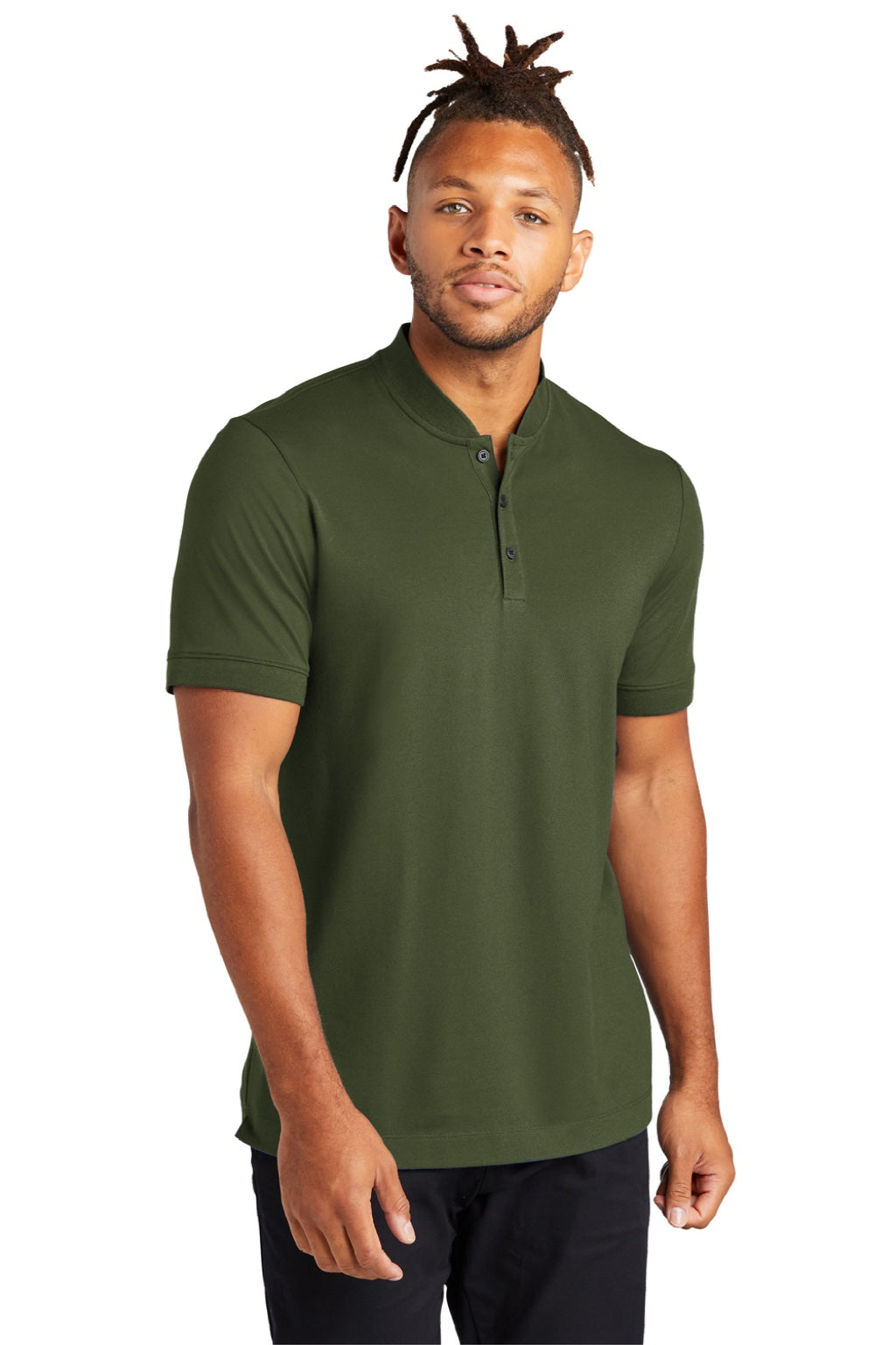Mercer+Mettle MM1008 Mens Moisture Wicking Short Sleeve Henley T-Shirt Townsend Green Model Front
