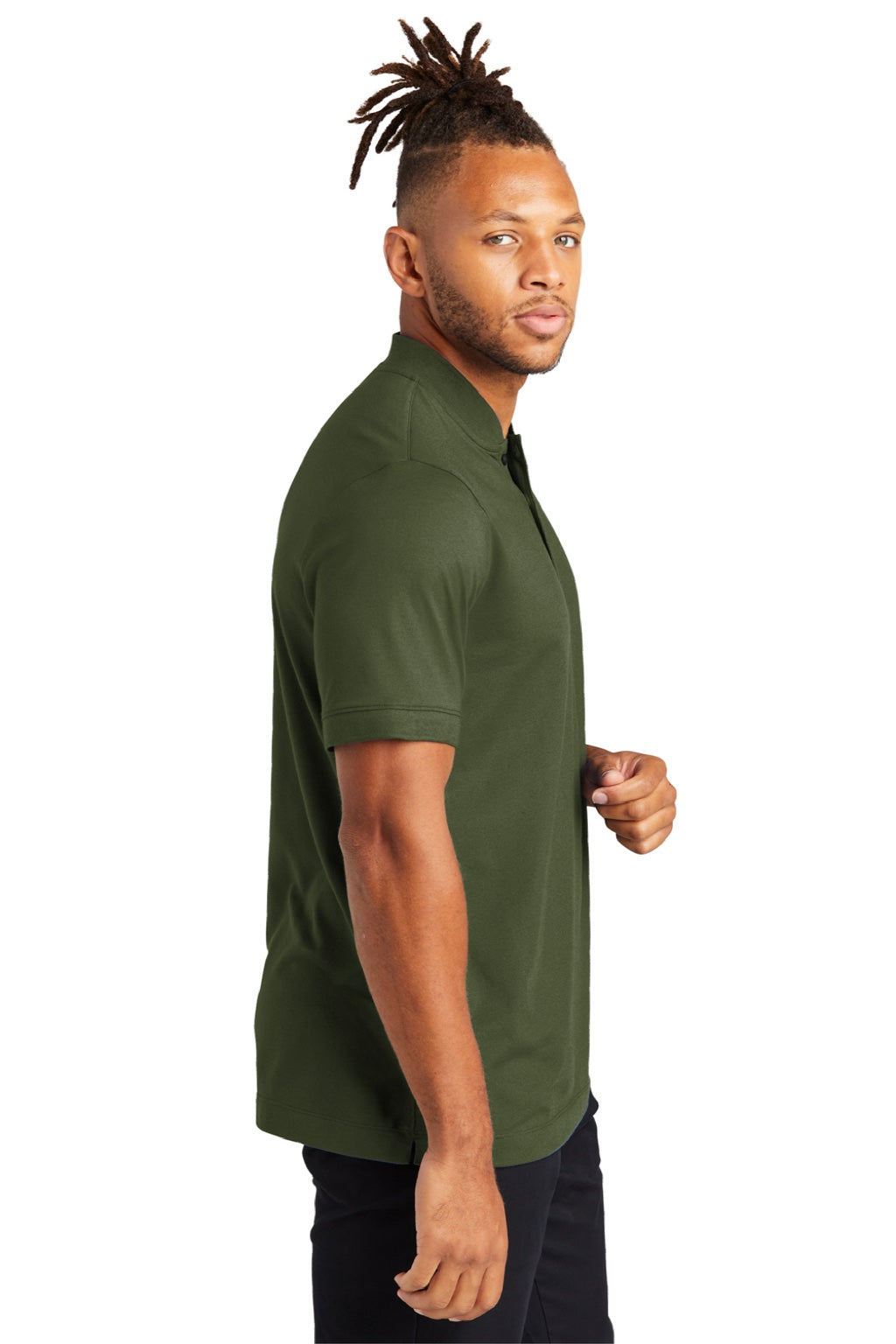Mercer+Mettle MM1008 Mens Moisture Wicking Short Sleeve Henley T-Shirt Townsend Green Model Side