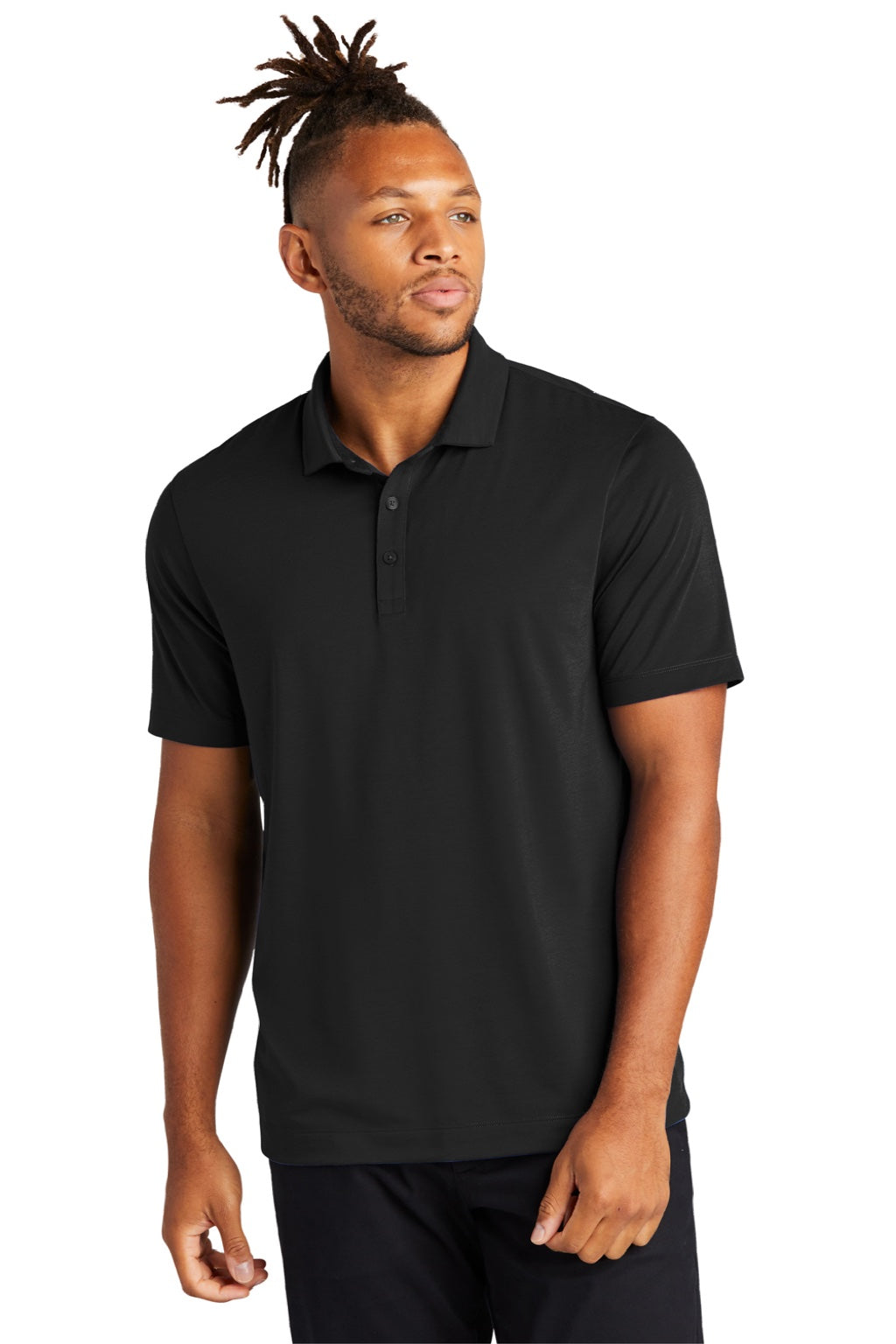 Mercer+Mettle MM1014 Mens Moisture Wicking Short Sleeve Polo Shirt Deep Black Model Front