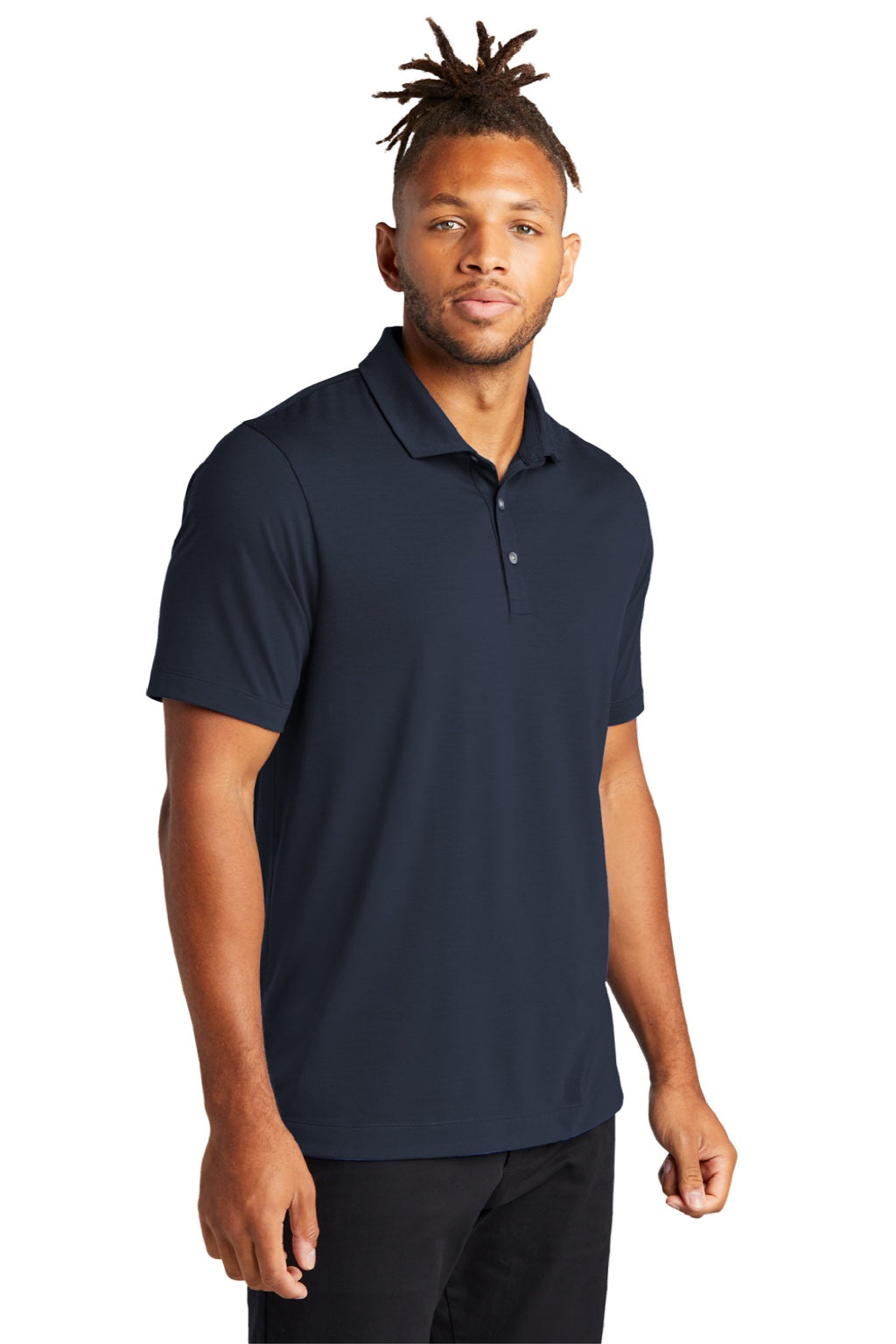 Mercer+Mettle MM1014 Mens Moisture Wicking Short Sleeve Polo Shirt Night Navy Blue Model 3Q