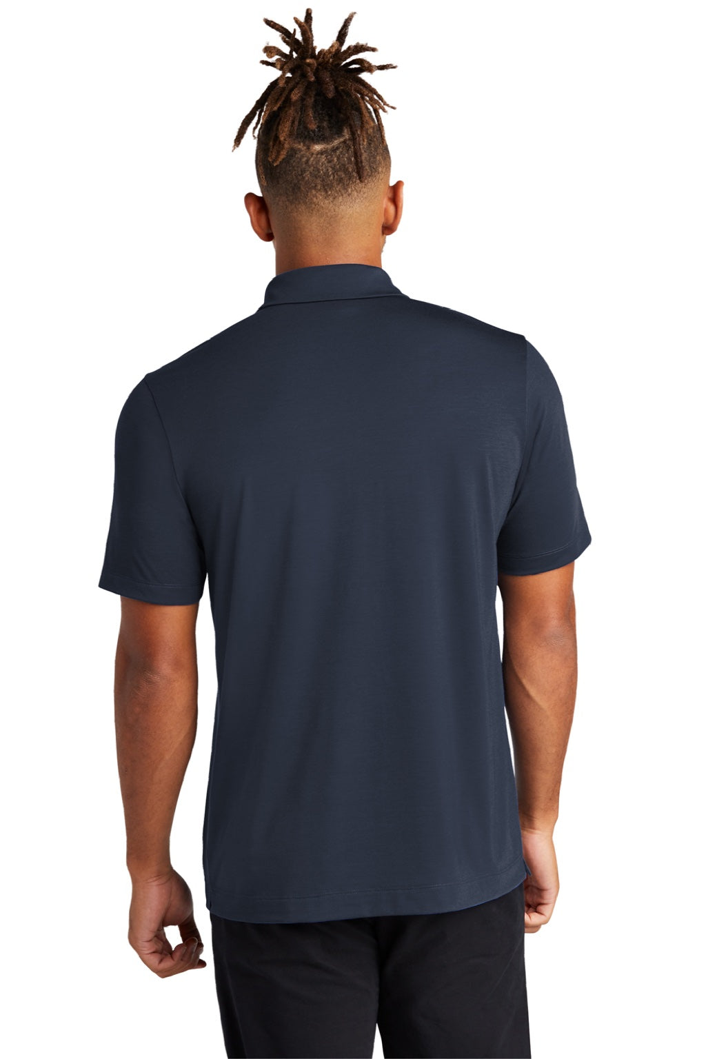 Mercer+Mettle MM1014 Mens Moisture Wicking Short Sleeve Polo Shirt Night Navy Blue Model Back