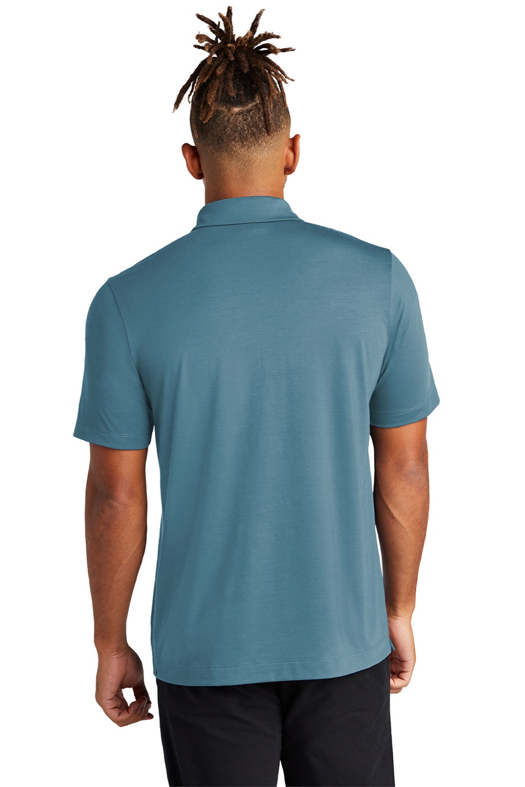 Mercer+Mettle MM1014 Mens Moisture Wicking Short Sleeve Polo Shirt Parisian Blue Model Back