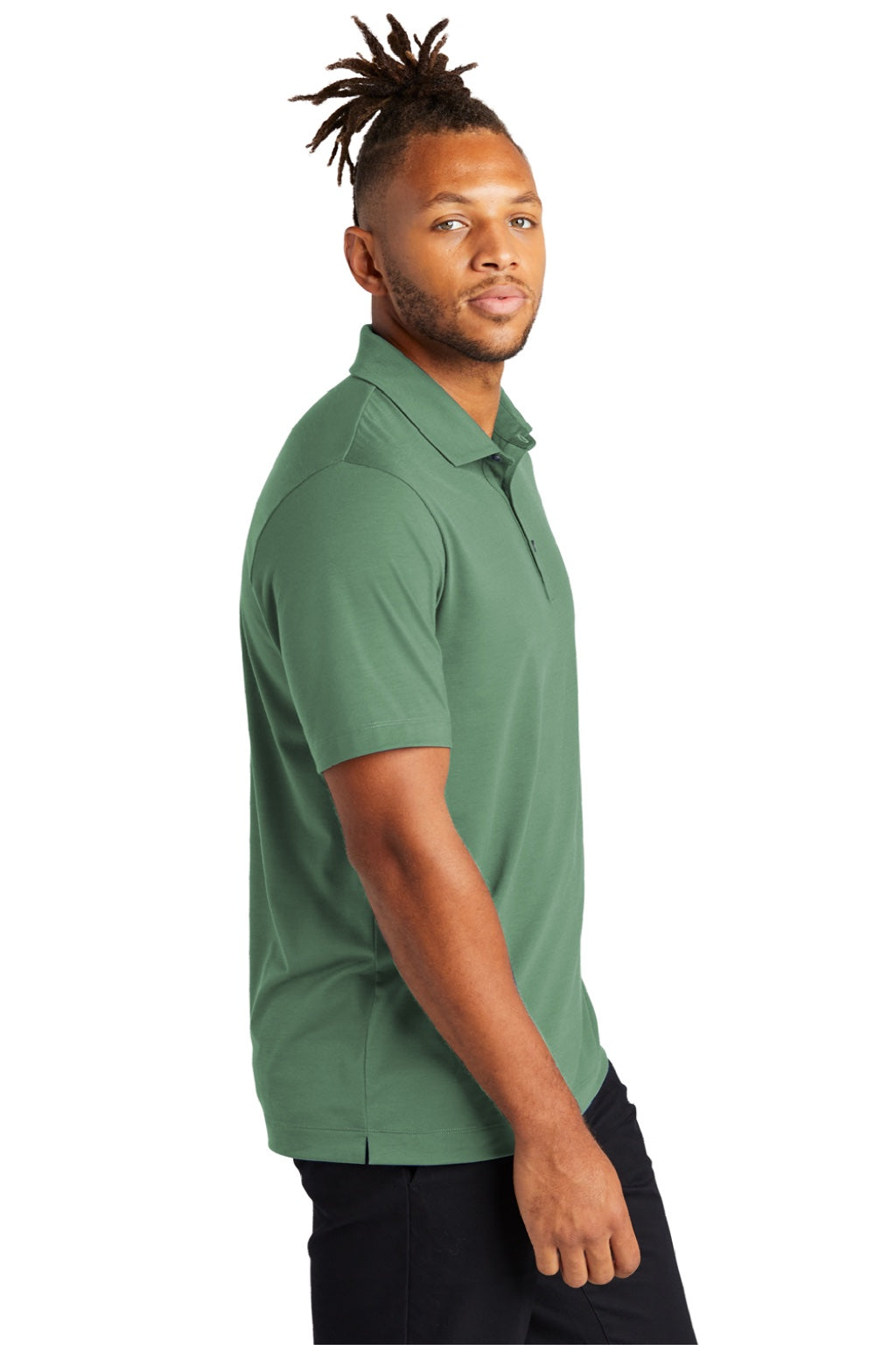 Mercer+Mettle MM1014 Mens Moisture Wicking Short Sleeve Polo Shirt Sage Green Model Side