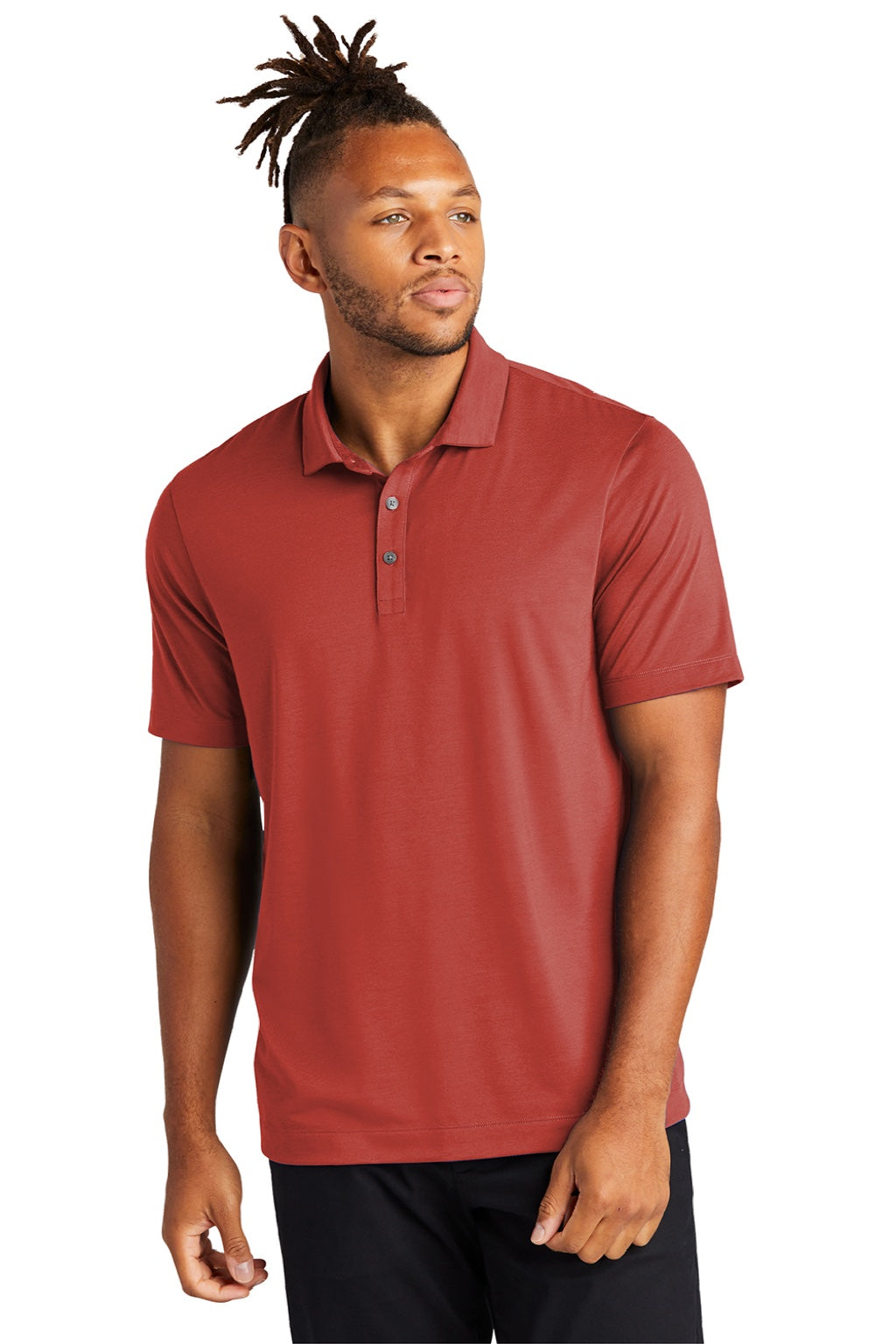 Mercer+Mettle MM1014 Mens Moisture Wicking Short Sleeve Polo Shirt Terracotta Model Front