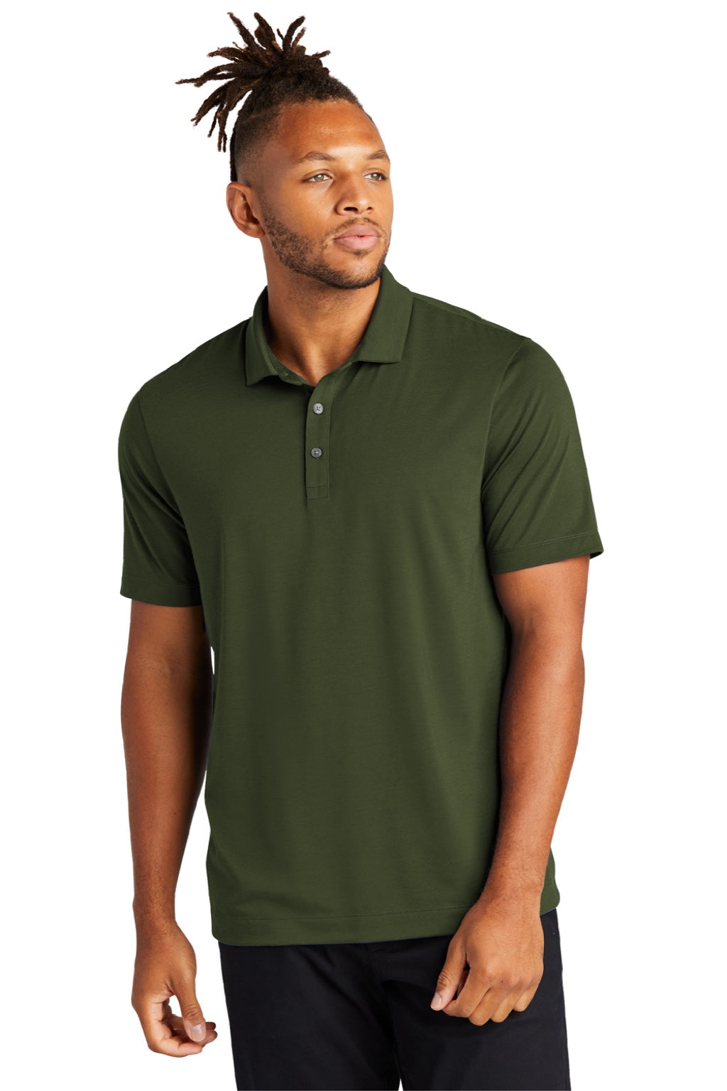 Mercer+Mettle MM1014 Mens Moisture Wicking Short Sleeve Polo Shirt Townsend Green Model Front