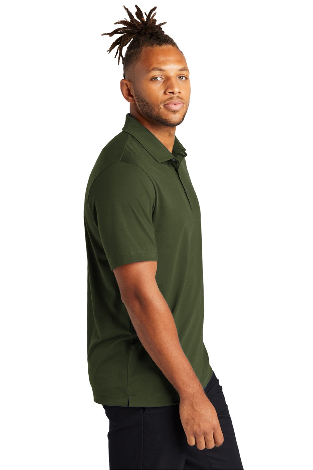 Mercer+Mettle MM1014 Mens Moisture Wicking Short Sleeve Polo Shirt Townsend Green Model Side