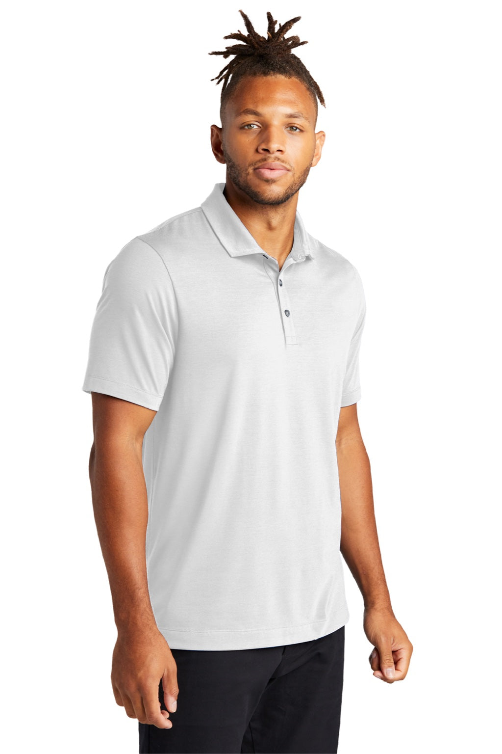 Mercer+Mettle MM1014 Mens Moisture Wicking Short Sleeve Polo Shirt White Model 3Q