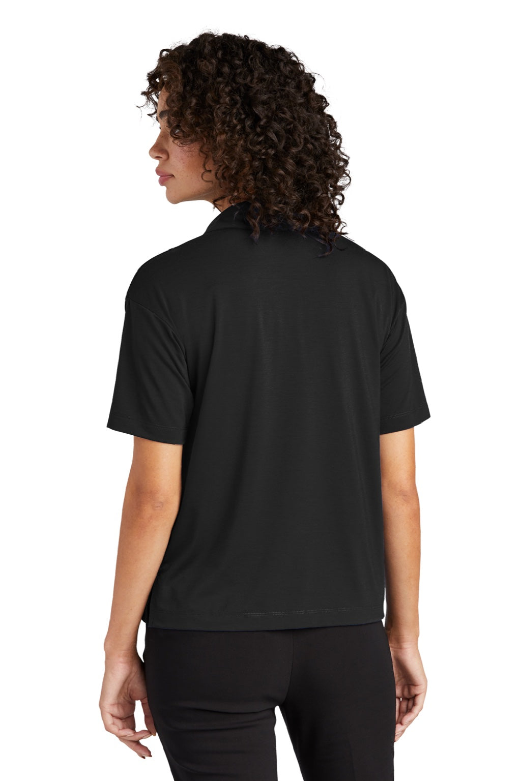 Mercer+Mettle MM1015 Womens Moisture Wicking Short Sleeve Polo Shirt Deep Black Model Back