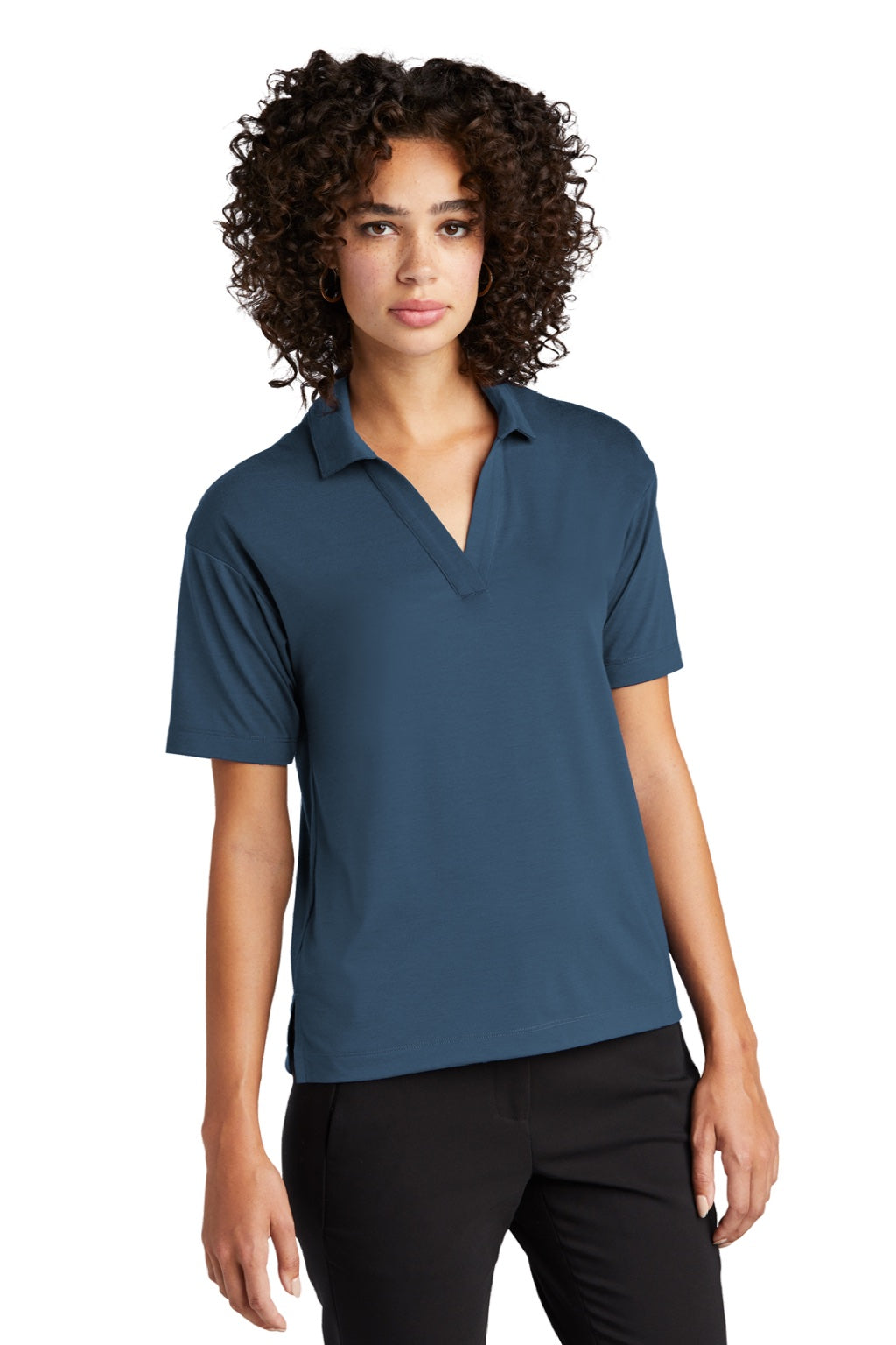 Mercer+Mettle MM1015 Womens Moisture Wicking Short Sleeve Polo Shirt Insignia Blue Model 3Q
