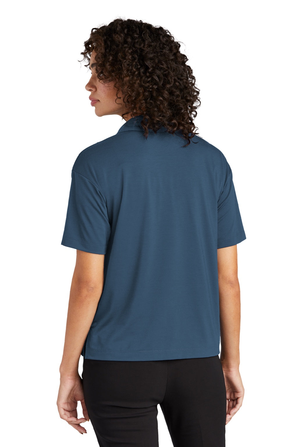 Mercer+Mettle MM1015 Womens Moisture Wicking Short Sleeve Polo Shirt Insignia Blue Model Back