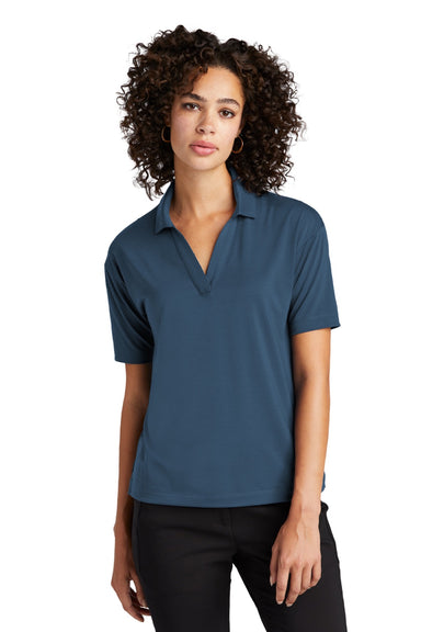 Mercer+Mettle MM1015 Womens Moisture Wicking Short Sleeve Polo Shirt Insignia Blue Model Front