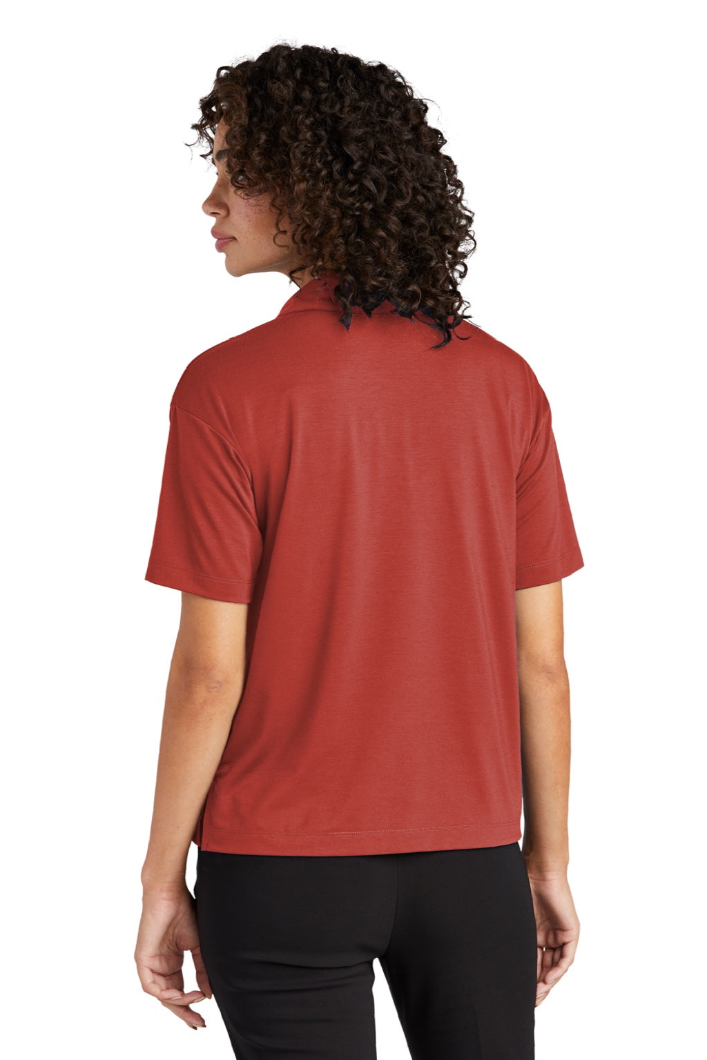 Mercer+Mettle MM1015 Womens Moisture Wicking Short Sleeve Polo Shirt Terracotta Red Model Back
