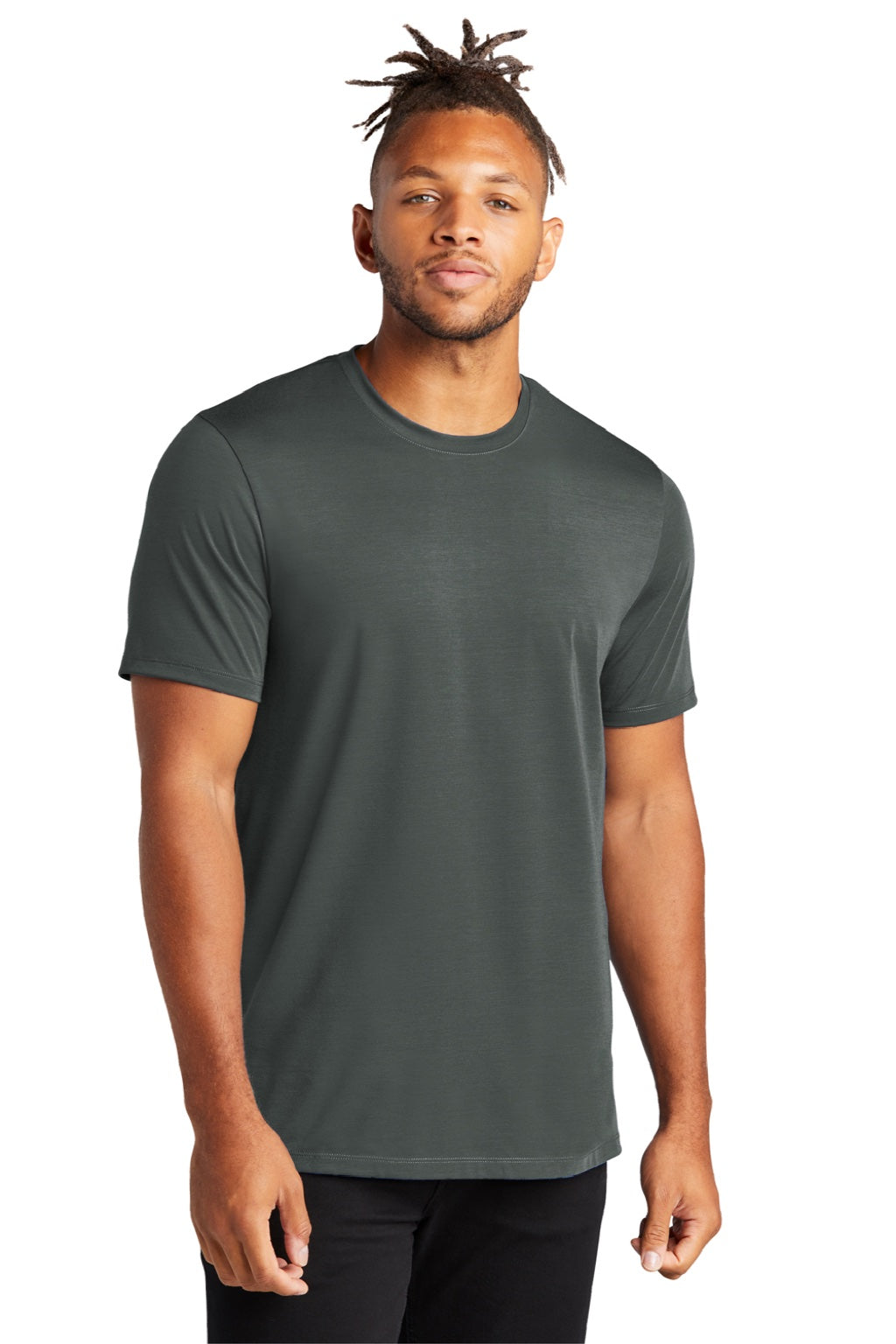Mercer+Mettle MM1016 Mens Moisture Wicking Short Sleeve Crewneck T-Shirt Anchor Grey Model Front
