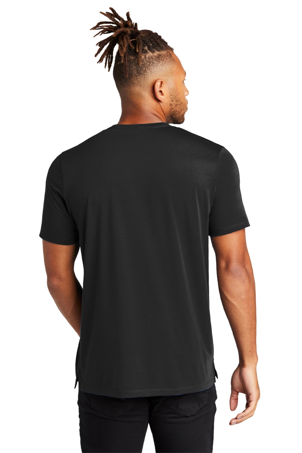 Mercer+Mettle MM1016 Mens Moisture Wicking Short Sleeve Crewneck T-Shirt Deep Black Model Back