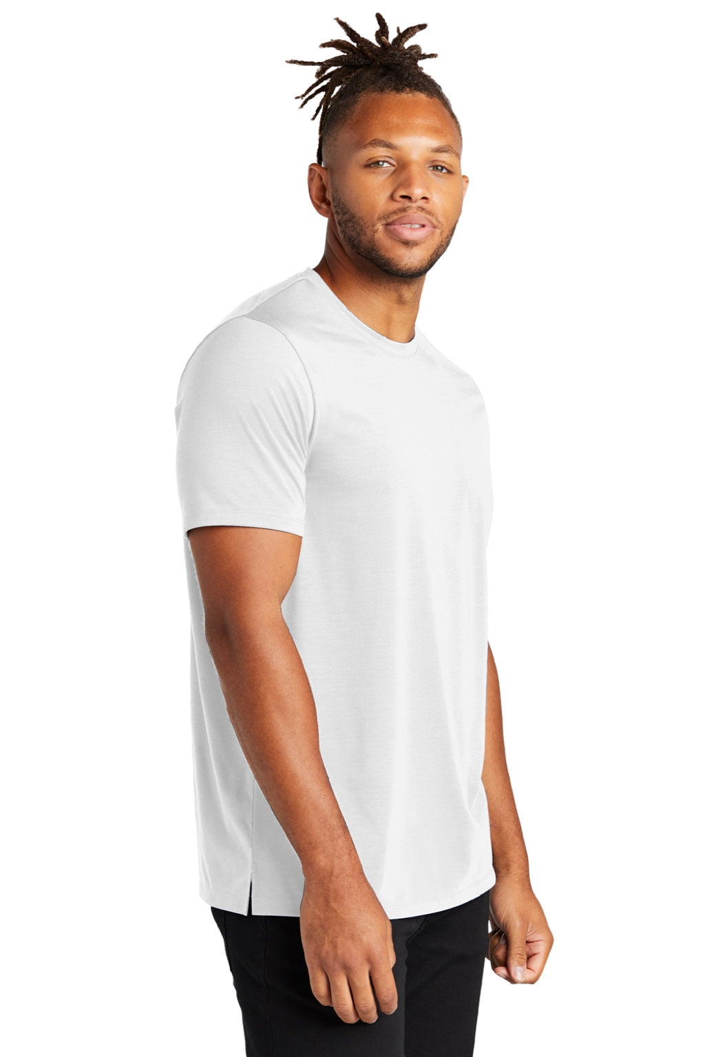 Mercer+Mettle MM1016 Mens Moisture Wicking Short Sleeve Crewneck T-Shirt White Model 3Q