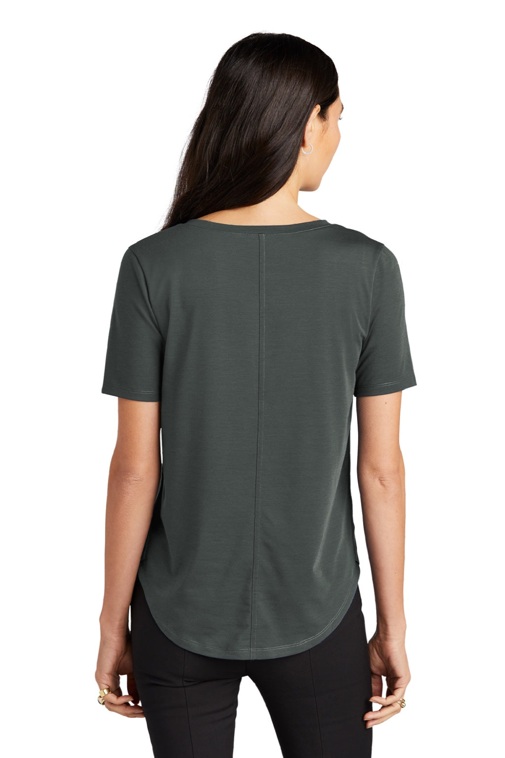 Mercer+Mettle MM1017 Womens Moisture Wicking Short Sleeve Scoop Neck T-Shirt Anchor Grey Model Back