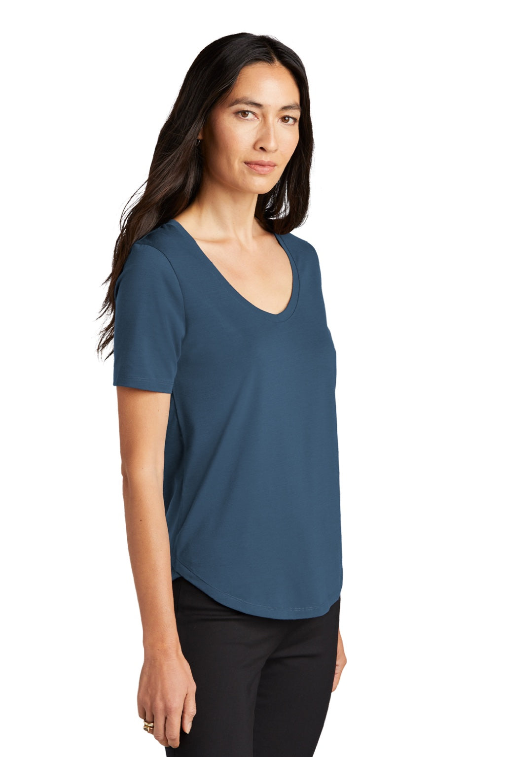 Mercer+Mettle MM1017 Womens Moisture Wicking Short Sleeve Scoop Neck T-Shirt Insignia Blue Model 3Q