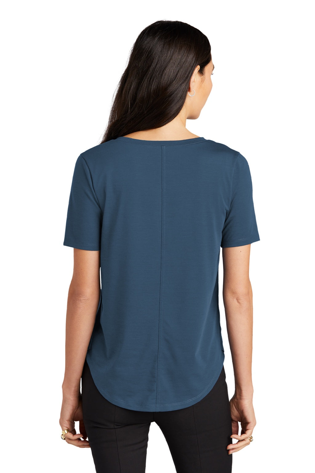 Mercer+Mettle MM1017 Womens Moisture Wicking Short Sleeve Scoop Neck T-Shirt Insignia Blue Model Back